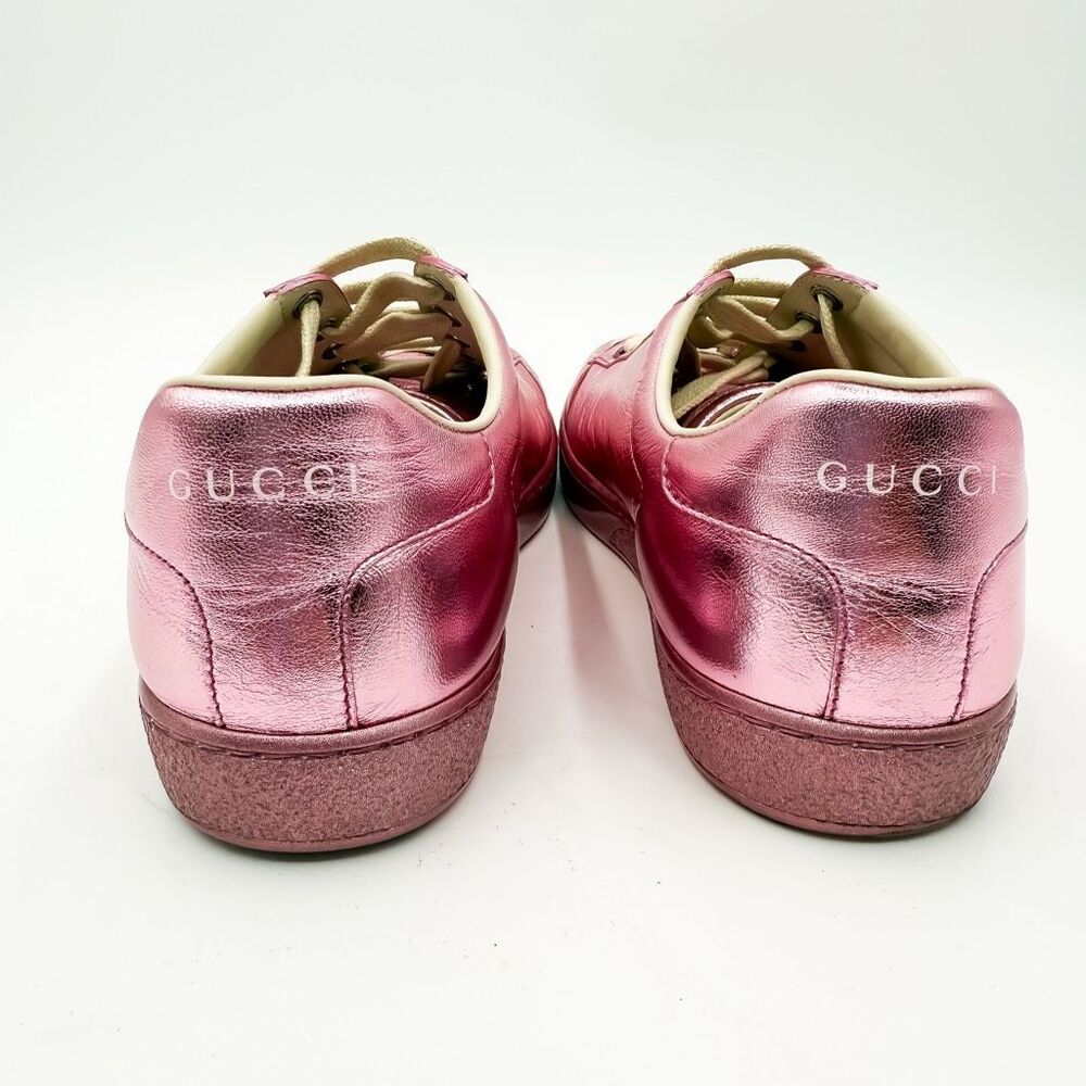 Gucci Ace GG Metallic Pink Sneakers Trainers EU 37 US 7 - Picture 6 of 12